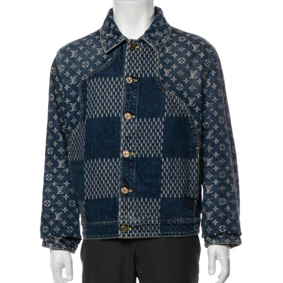 SOLD ⬇️ Louis Vuitton x Nigo Giant Damier Waves Denim Jacket Size 46 - Picture 1 of 17